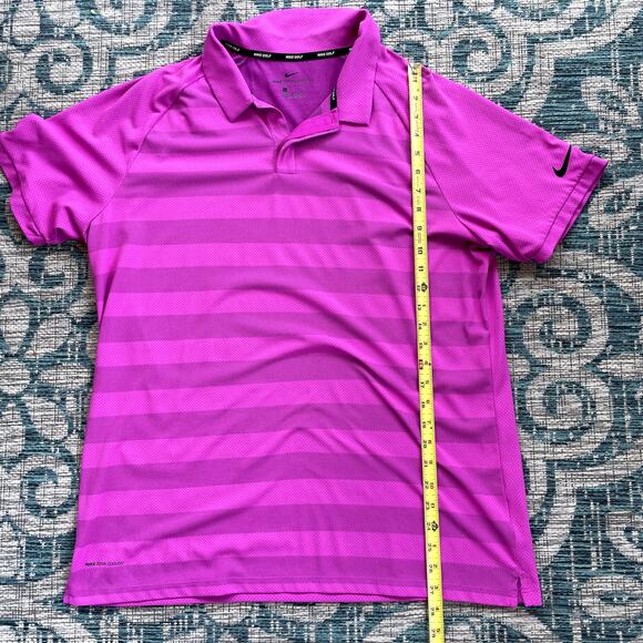 Nike Golf Zonal Cooling Dri-FIT Striped Men's Polo Shirt‎ Pink - Size L - Picture 7 of 8